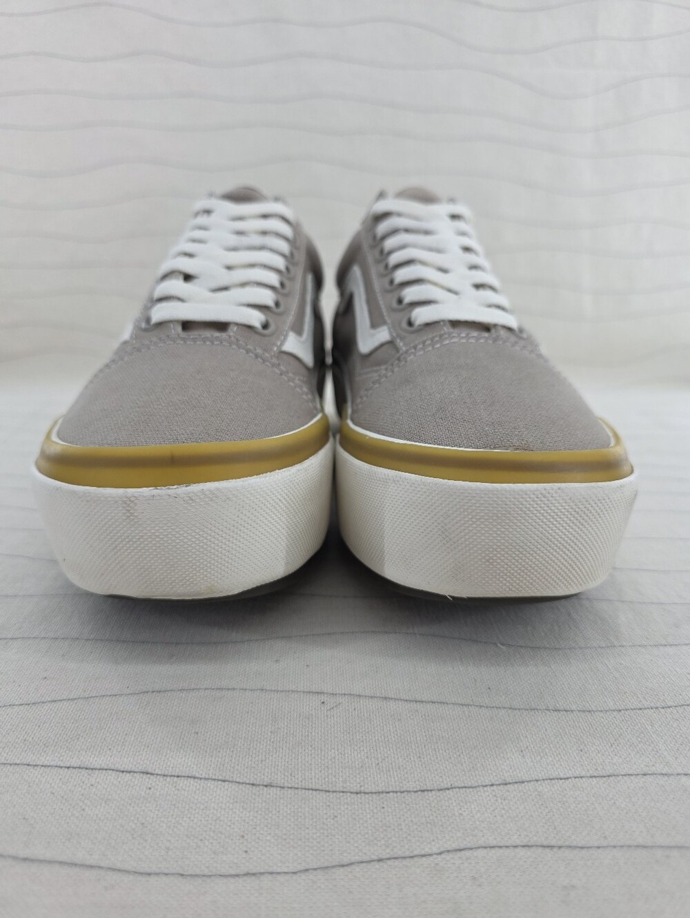 Vans Womens Old Skool Stacked Canvas Taupe Cream Platform Sneakers Shoes Size 9 - Picture 4 of 16